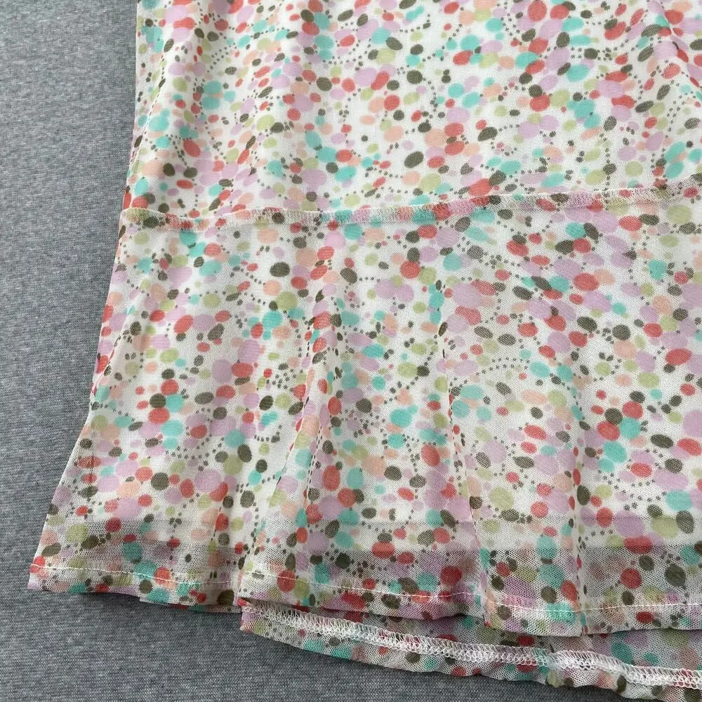 Vintage Y2K NY & Co Skirt XL Colorful Polka Dot Flare Hem Preppy Fairy Coquette